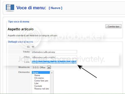 creare il link ad un collegamento di un articolo joomla