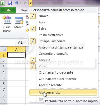 Personalizzare la barra di accesso rapido
